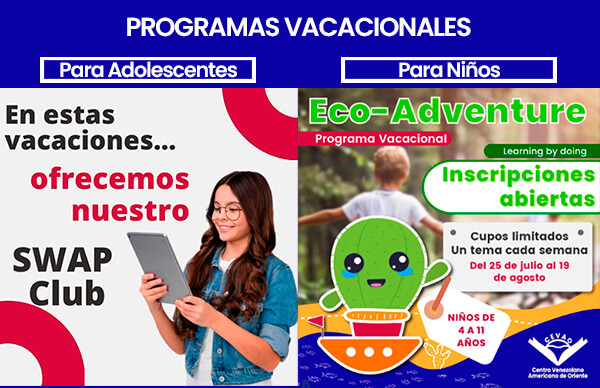 Plan vacacional de ingles para niños y adolescentes - CEVAO Venezuela